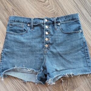 Women's Madewell High Rise Button Fly Jean Shorts Size 31 Large Like New